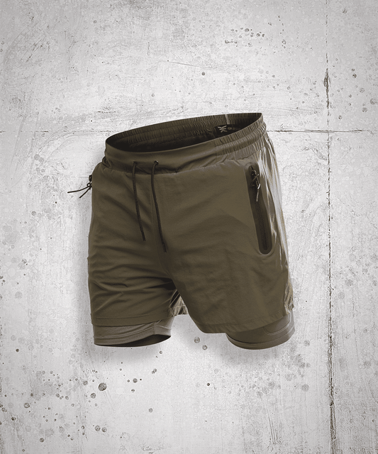 Short de sport sprint 2-en-1 GK UNDERCOVER Kaki - 2XL