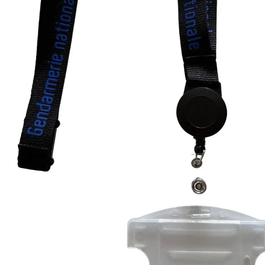 Tour de cou Gendarmerie Nationale + enrouleur + porte-carte translucide Vetiforces