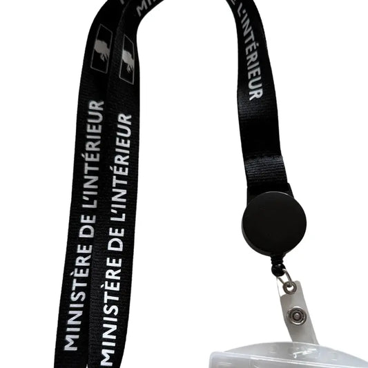 Tour de cou Ministère de l'Intérieur + enrouleur + porte-carte translucide Vetiforces