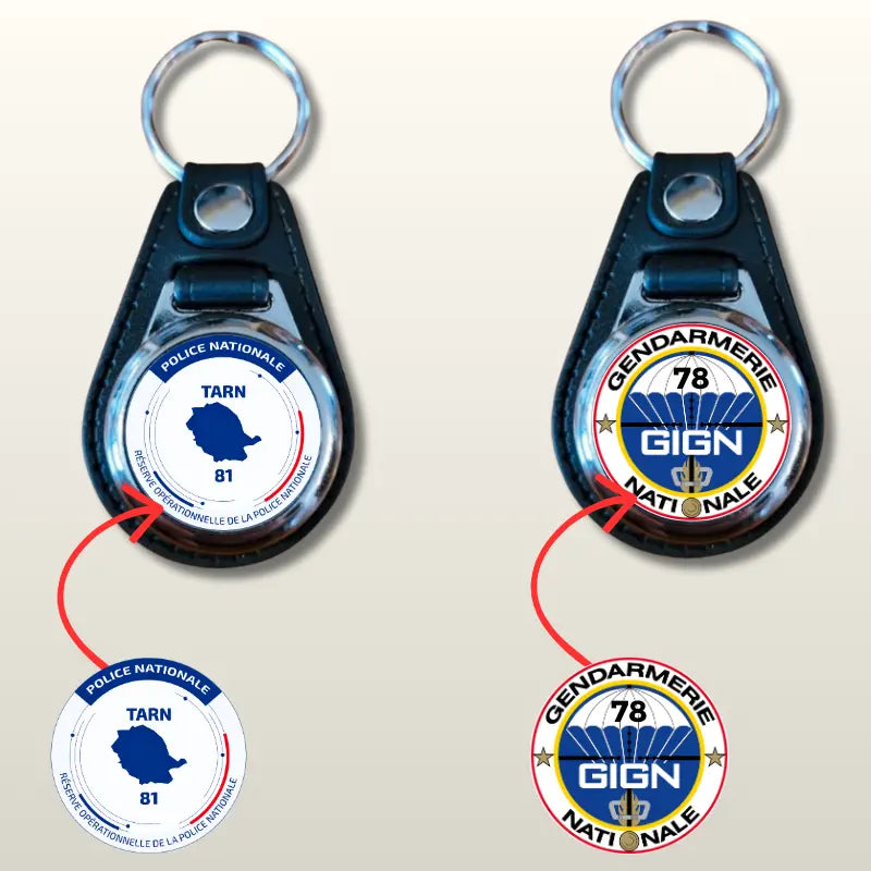 Porte-clé personnalisé simili cuir – Accessoire forces de l’ordre Vetiforces