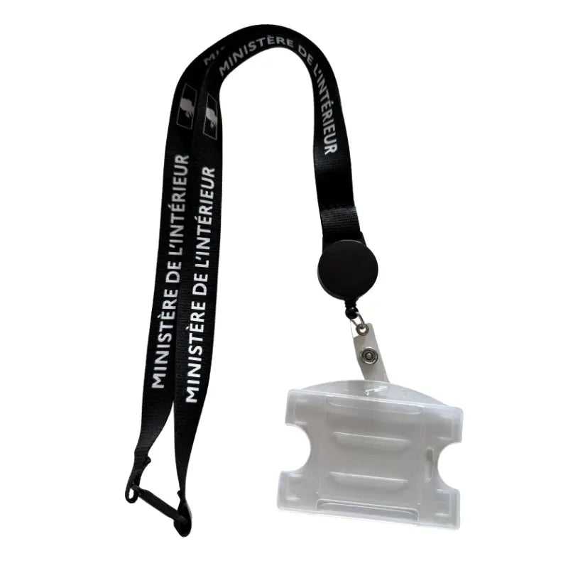 Tour de cou Ministère de l'Intérieur + enrouleur + porte-carte translucide Vetiforces