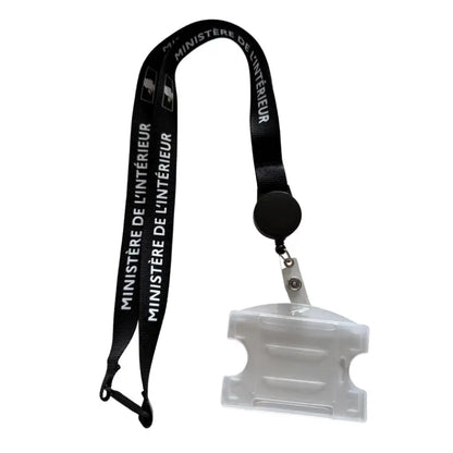 Tour de cou Ministère de l'Intérieur + enrouleur + porte-carte translucide Vetiforces