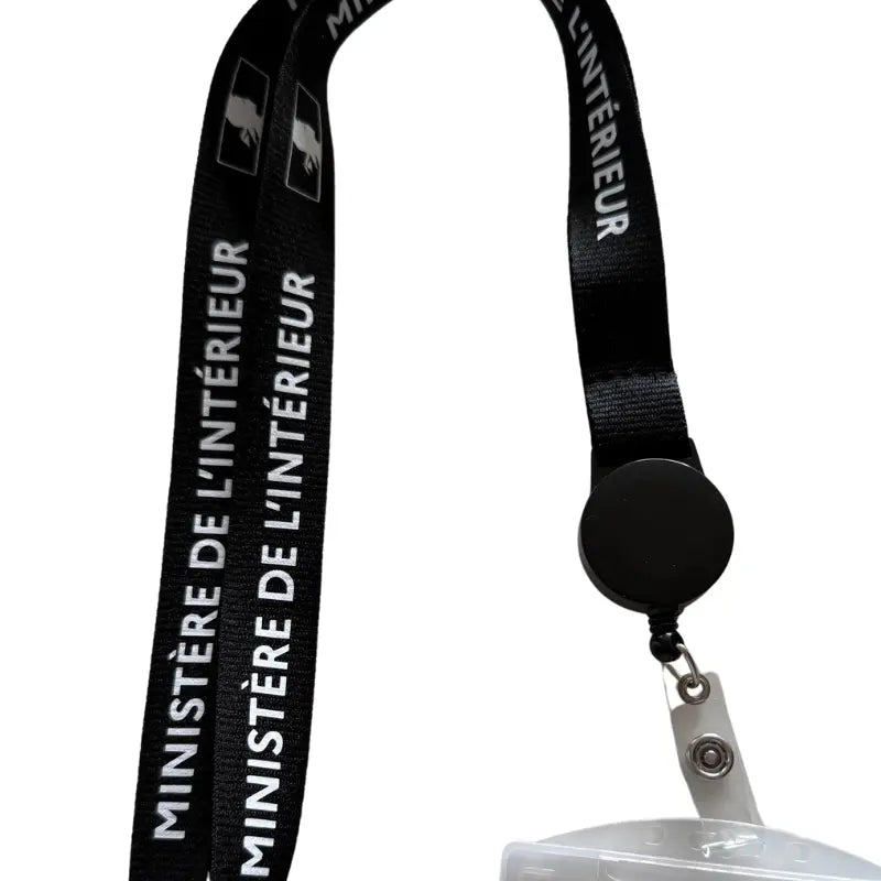 Tour de cou Ministère de l'Intérieur + enrouleur + porte-carte translucide Vetiforces