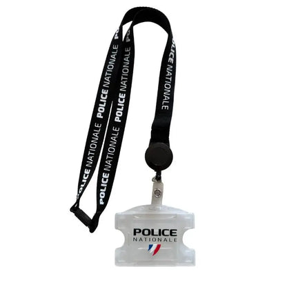Tour de cou Police Nationale + enrouleur + porte-carte translucide Vetiforces