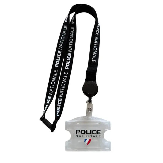Tour de cou Police Nationale + enrouleur + porte-carte translucide Vetiforces